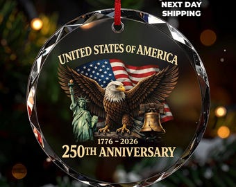250th Anniversary Ornament, USA Patriotic Keepsake, Liberty Bell, Eagle
