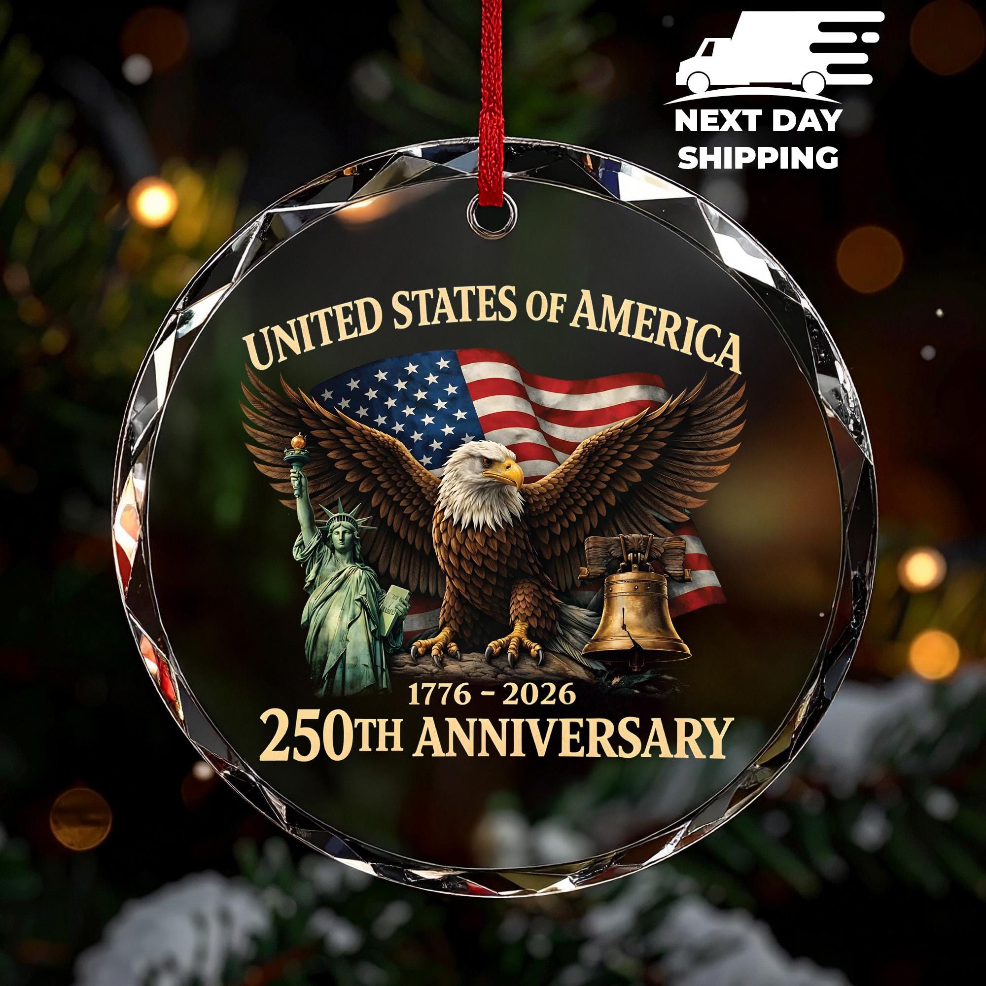 250th Anniversary Ornament, USA Patriotic Keepsake, Liberty Bell, Eagle