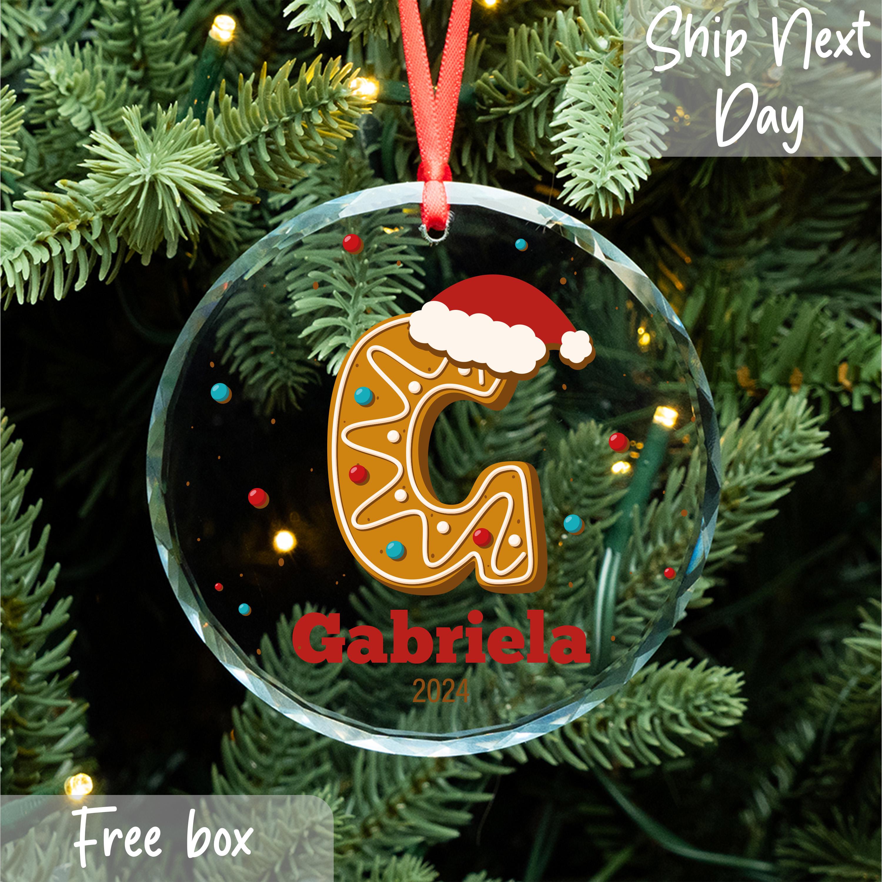 Custom Initial Name Ornament, Monogram Alphabet Ornament, 2025 Christmas Ornaments, Personalized Initial Ornament, Glass Ceramic Ornament