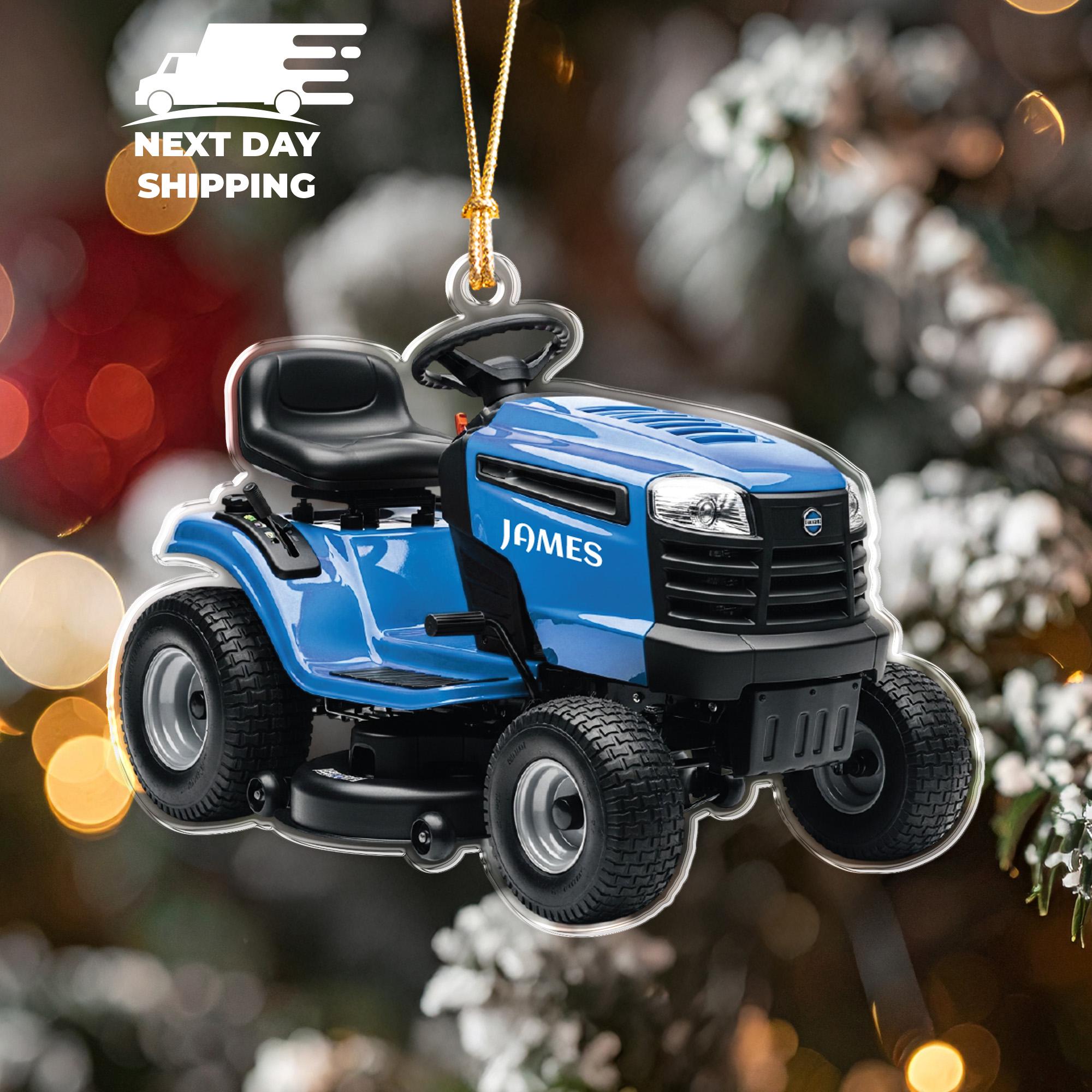 Personalized Garden Tractor Ornament, Custom Name Christmas Tree Decoration for Gardener, Lawn Care Lover, Grandpa or Dad Lawn Mower Gift