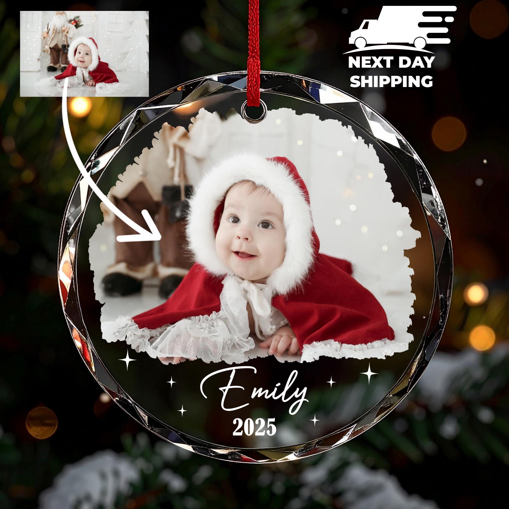 Personalized Baby Christmas Ornament 2026, Custom Picture Ornament with Name, Baby First Christmas Photo Keepsake, Holiday Gift for Parents