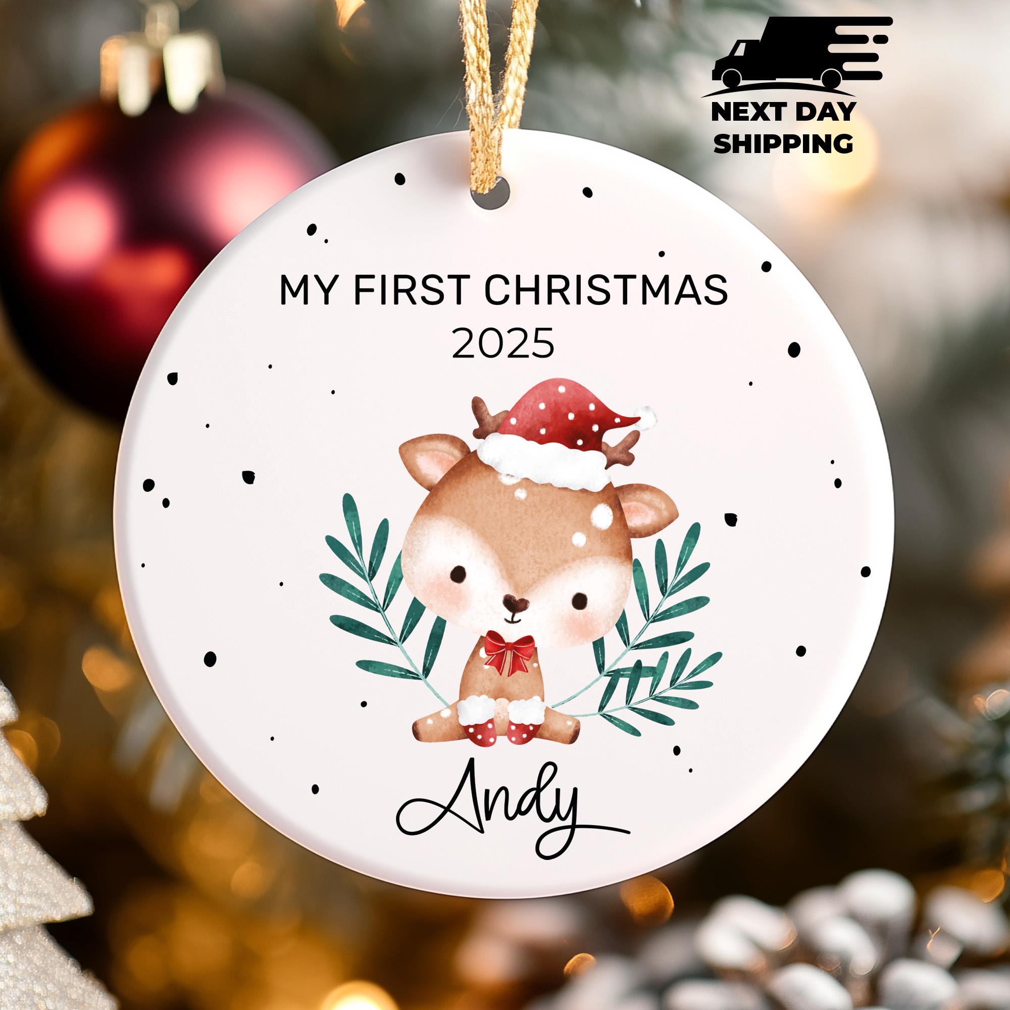 My First Christmas Ornament, Cute Deer Ornament, Baby Name Ornament, Newborn Ornament, Baby Shower Ornament, 2025 Born Ornament, Kid Kepsake