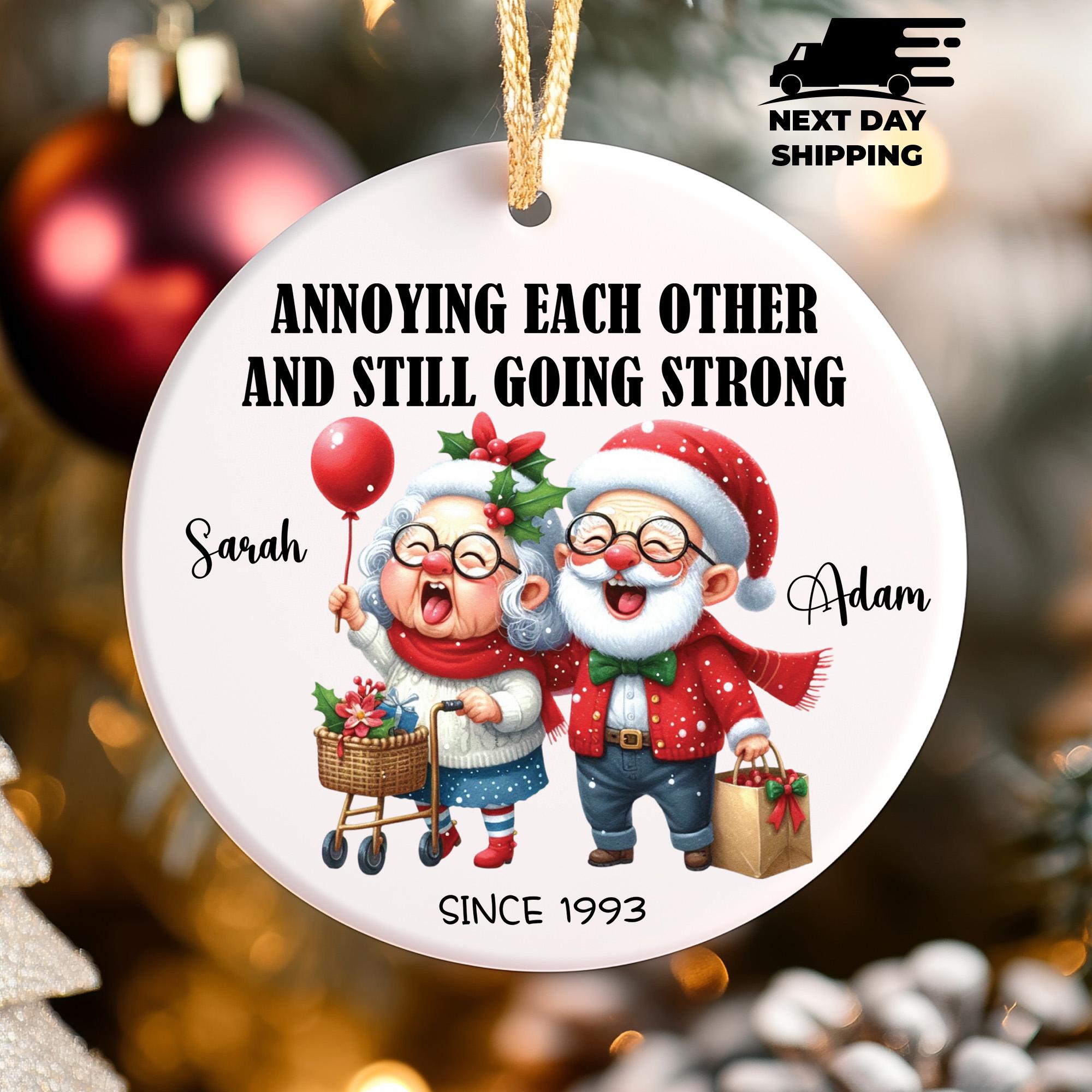 Old Couple Names Christmas Ornament, Personalized Couple Keepsake, Grandma Grandpa Ornament, Santa Couple Gift, Anniversary Ornaments