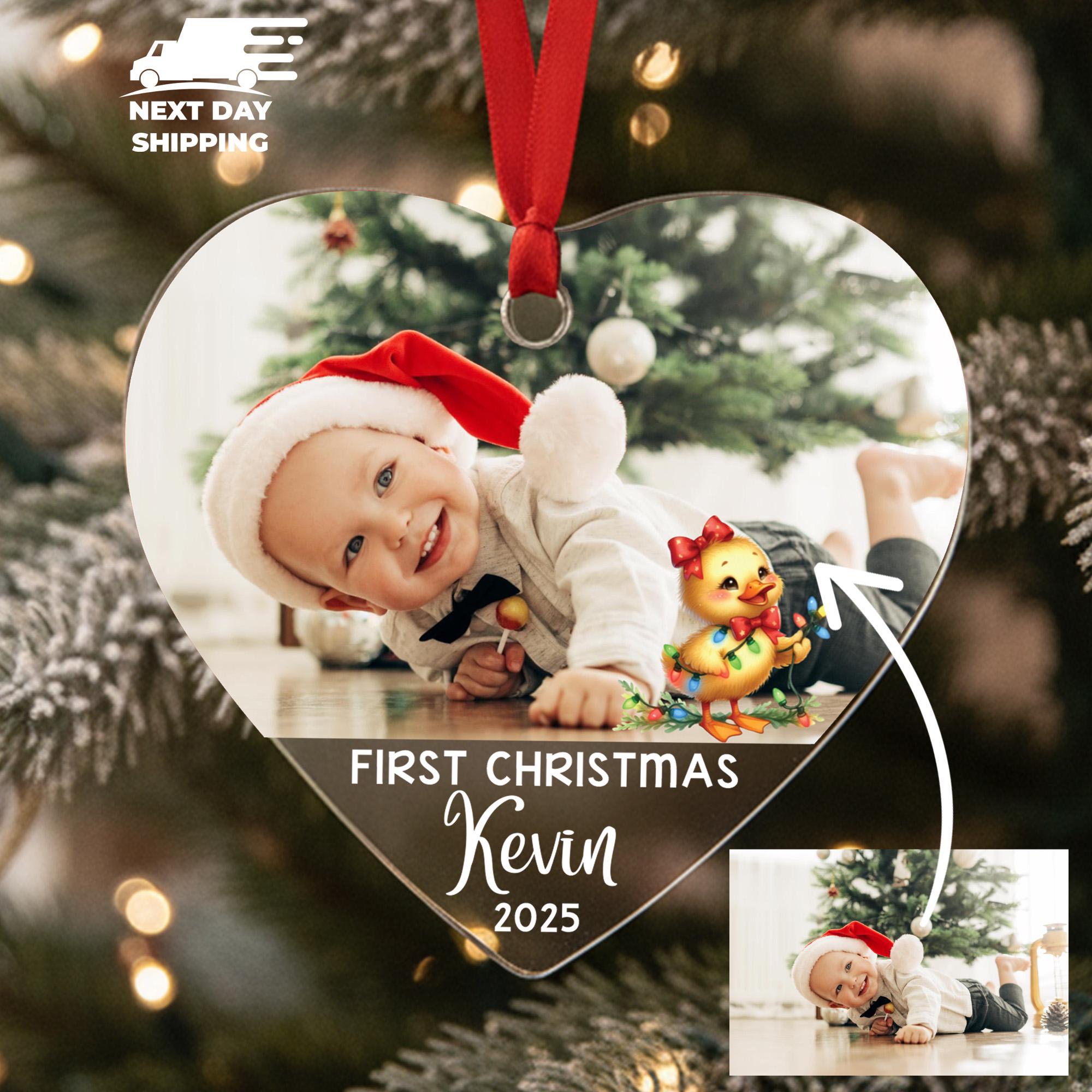 First Christmas Photo Baby Ornament, Custom 2025 Picture Baby Keepsake, Acrylic Ceramic Glass Ornament, New Mom Ornament, Nursery Decor