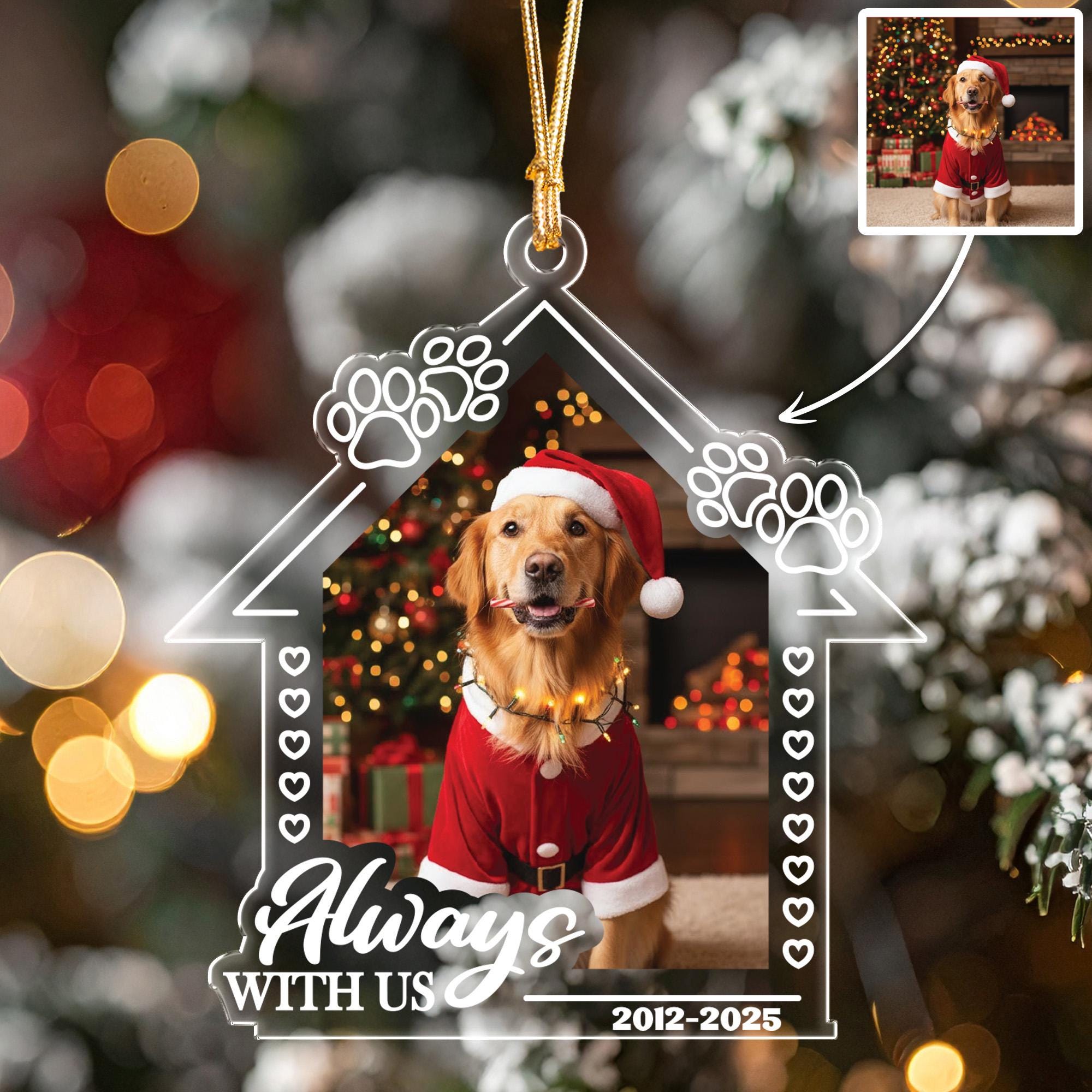 Personalized Pet Memorial Ornament, Custom Photo Dog Keepsake, Always With Us Sympathy Gift, Loss of Pet Remembrance, Christmas 2025 Gift