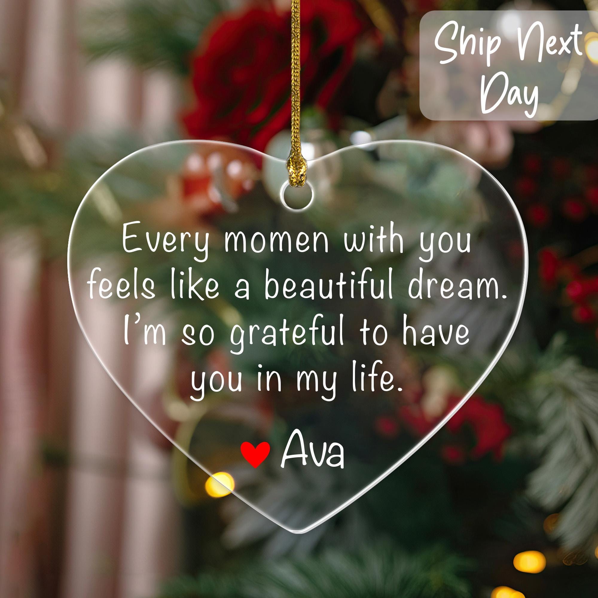 Custom Acrylic Ornament, Personalized Message Ornament, Christmas Ornament, Christmas Gift, Christmas Tree Ornament, Heart Calendar