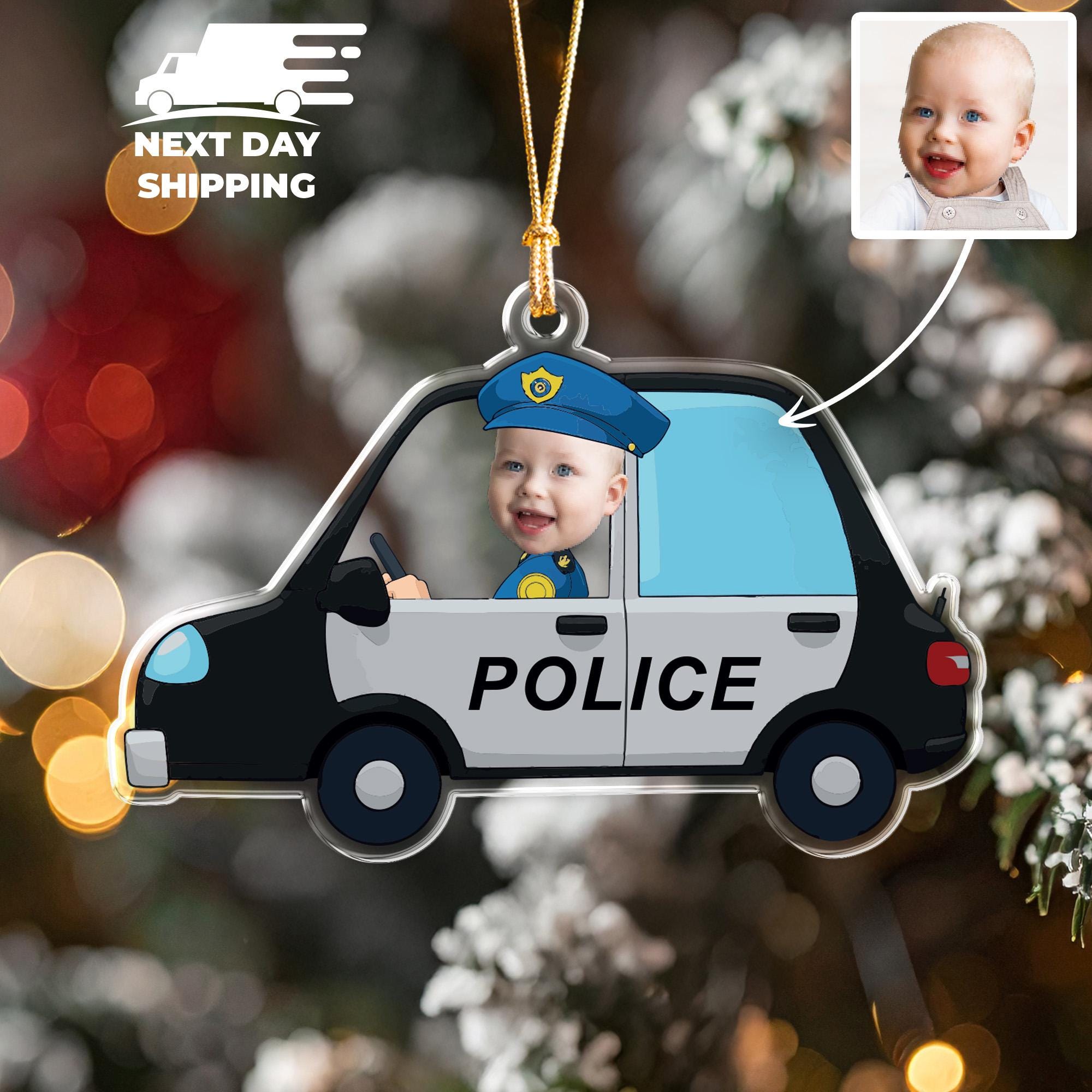 Newborn Police Picture Keepsake, Cute Baby Police Ornament, Police Car Acrylic Ornament, Drive Safe Daddy Car Hanger, Christmas Gift For Dad