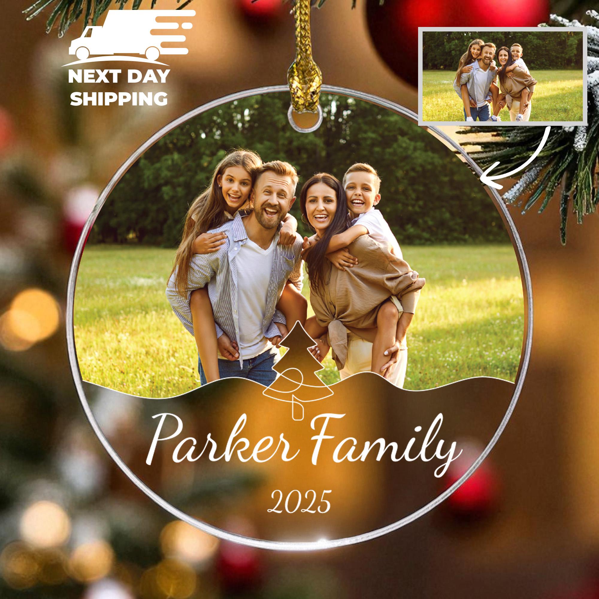 Personalized Family Name Ornament, Family Photo Ornament, Custom Picture Ornament, Acrylic Glass Ornament, 2025 Unique Your Photo Ornament