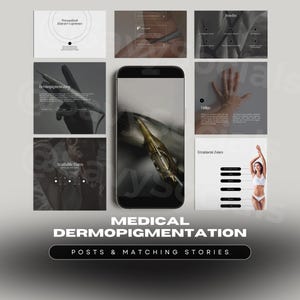 Medical Dermopigmentation Instagram Templates: Paramedical Tattoo Templates, PMU Artist (Digital Download)