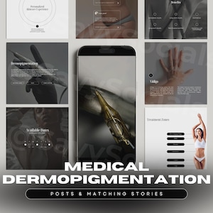 Plantillas de Instagram de dermopigmentación médica | Publicación de tatuajes paramédicos | Artista de maquillaje permanente | PMU médico | Camuflaje de escalpelos