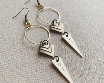 AYLA long dangle brass earrings