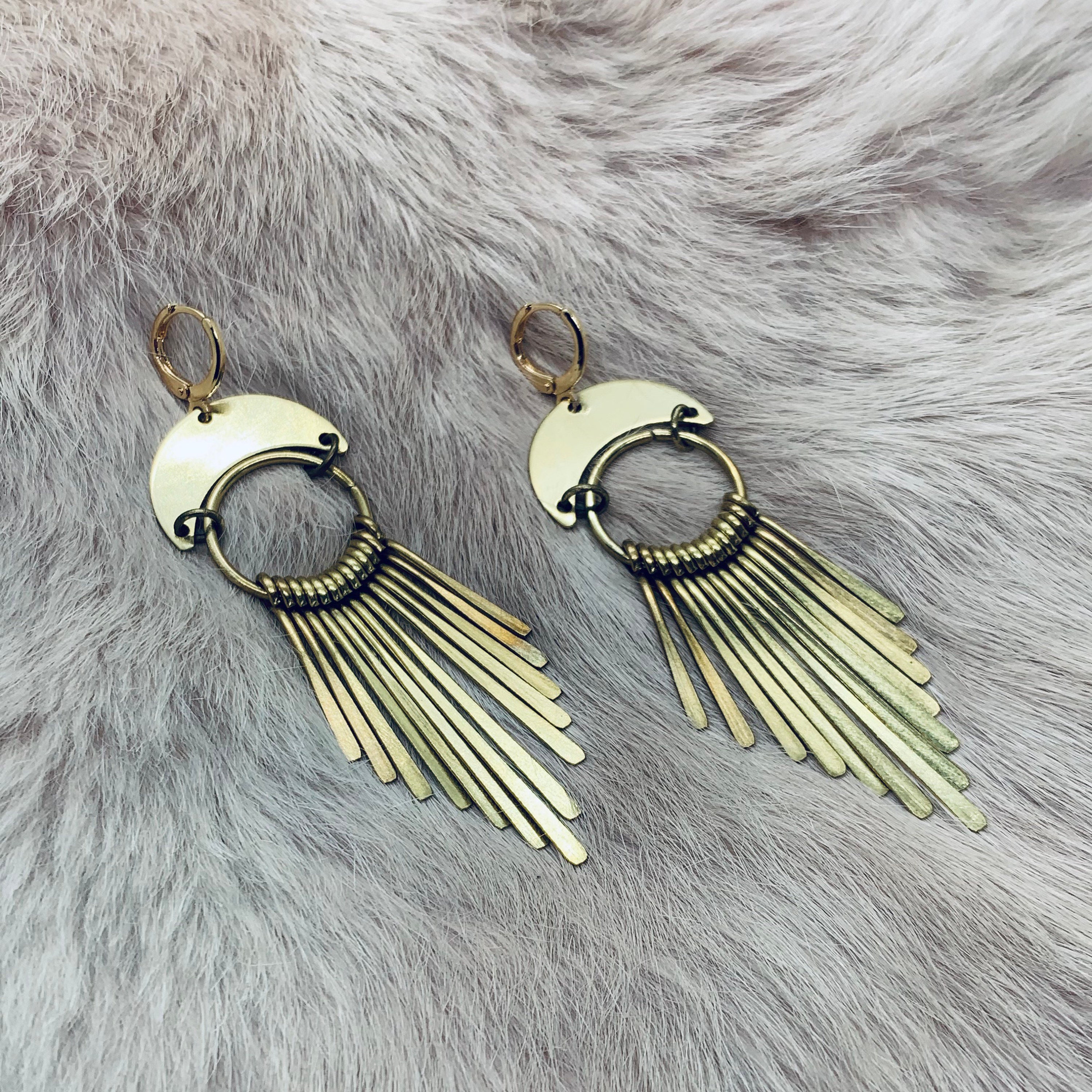 Brass dangle shop earrings