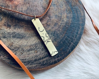 INTUITIVE BAR CHOKER brass and deerskin suede Mountain jewelry Colorado mountain Handmade in Breckenridge Colorado Mountain top