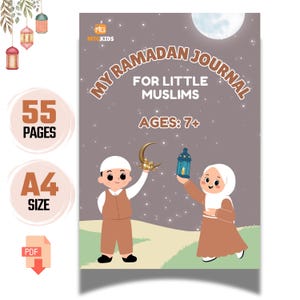 Diario de Ramadán para pequeños musulmanes (mayores de 7 años) Planificador de Ramadán / Seguimiento de ayuno y oración / Planificador musulmán imprimible en formato PDF