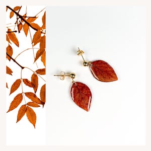 Autumn earrings | handmade stud earrings with leaf pendants | lightweight, colorful earrings | Oktoberfest jewelry
