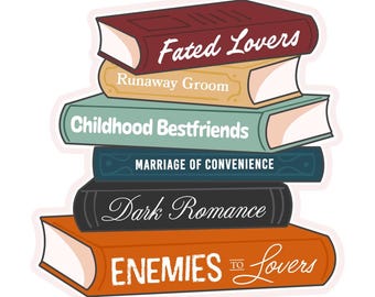 Pegatina de tipos de tropos, pegatina de booktok, amantes predestinados, lector de romance, pegatina de romance, enemigos a amantes, mejor amigo de la infancia, romance oscuro