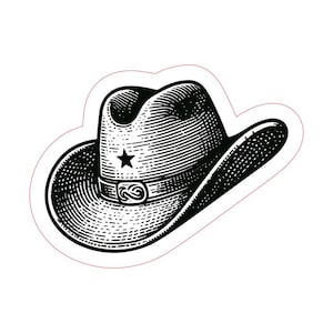 Sticker westernhoed, sticker western, westernsticker, sticker cowgirl kust, sticker cowgirl, sticker western life, sticker cowboyhoed