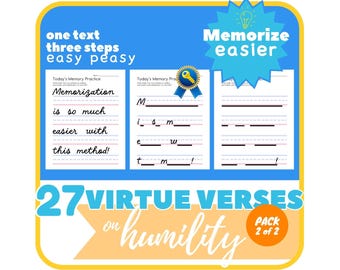 HUMILITY #2 Bible Copywork | Bible Verse Memorization | Copywork Charlotte Mason | Cursive Handwriting Practice | Homeschool | Printable