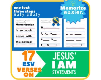 Jesus' I AM statements Bible Copywork | Bible Verse Memorization | Copywork Charlotte Mason | PRINT Handwriting Practice | Homeschool