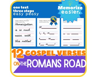ROMANS ROAD Bible Copywork | Bible Verse Memorization | Copywork Charlotte Mason | Cursive Handwriting Practice | Homeschool | Printable