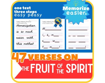FRUIT of THE SPIRIT Bijbeltekst | Vers onthouden | Kopieerwerk Charlotte Mason | Cursief handschrift oefenen | Thuisonderwijs | Afdrukbaar