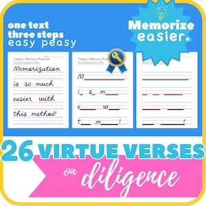 DILIGENCE Bible Copywork | Copywork Charlotte Mason | Bible Verse Memorization | Cursive Handwriting Practice | Printable | Cursive
