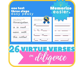 DILIGENCE Bible Copywork | Copywork Charlotte Mason | Bible Verse Memorization | Cursive Handwriting Practice | Printable | Cursive