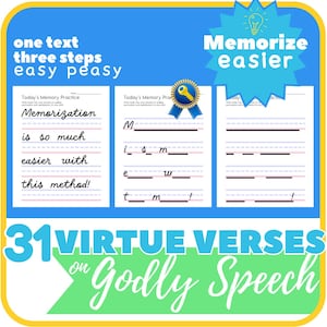 GODLY SPEECH Bible Copywork | Bible Verse Memorization |  Copywork Charlotte Mason | Cursive Handwriting Practice | Printable | Cursive