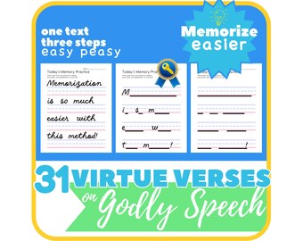 GODLY SPEECH Bible Copywork | Bible Verse Memorization |  Copywork Charlotte Mason | Cursive Handwriting Practice | Printable | Cursive