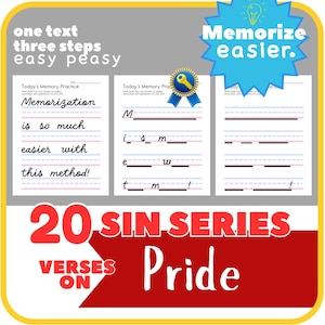 PRIDE Bible Copywork | Bible Verse Memorization | Copywork Charlotte Mason | Cursive Handwriting Practice | Homeschool | Printable