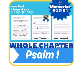 PSALM 1 Bible Copywork | Bible Verse Memorization | Copywork Charlotte Mason | CURSIVE Handwriting Practice | Homeschool Printable | PSALMS