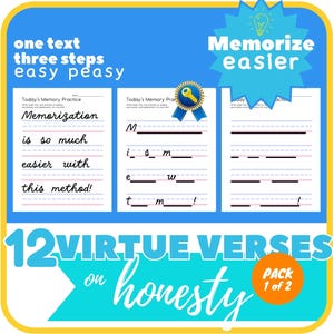 HONESTY Bible Copywork | Copywork Charlotte Mason | Bible Verse Memorization | Cursive Handwriting Practice | Printable | Cursive