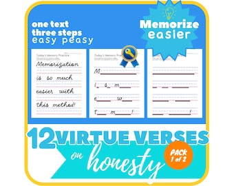 HONESTY Bible Copywork | Copywork Charlotte Mason | Bible Verse Memorization | Cursive Handwriting Practice | Printable | Cursive