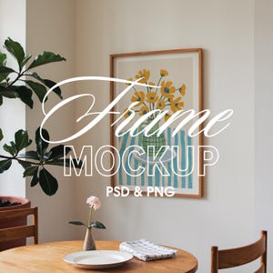 Dining Room Frame Mockup, DIN A Vertical Frame Mockup, Poster Frame Mockup, PSD Template for Art, Photopea Mockup