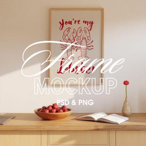 Kitchen Frame Mockup, Vertical Frame Mockup, Interior frame mockup, DIN A Ratio, PSD Photoshop and Photopea Mockup