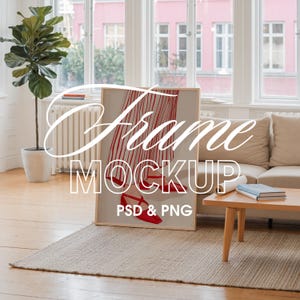 Living Room Frame Mockup, DIN A Ratio, Poster Frame Mockup, PSD Template for Art, PSD Photoshop and Photopea Mockup, Aesthetic Frame Mockup