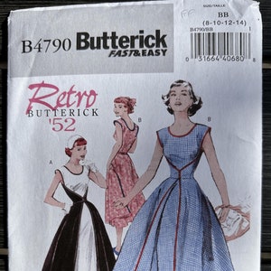 UNCUT Butterick Sewing Pattern 4790, Retro Reissue Vintage 1952 Misses&#39; Wrap Dress, Sizes 8-10-12-14