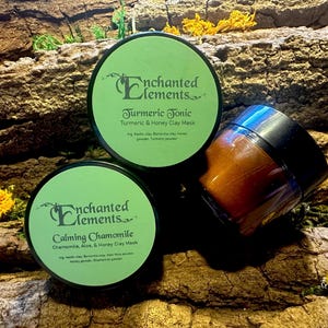 Natural Clay Face Masks, Kaolin, Bentonite clay, Detox mask, Calming mask, Turmeric, Brightening, Soothing, Cleansing, Organic Skin Care