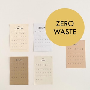 Calendario imprimible de cero residuos 2025, minimalista, de pared, marrón, para planificador, póster sencillo, minimalista, kraft, ecológico, digital, estético