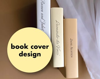 DUST JACKET Book Cover Design Personalized Minimalistic Decor Printable Digital Gift Wedding Booklover