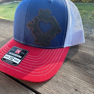 Autism Awareness & Love Leather Patch Hat | Support and Love Cap | Custom Leather Patch Hat | Veteran Owned | Perfect Gift for Autism