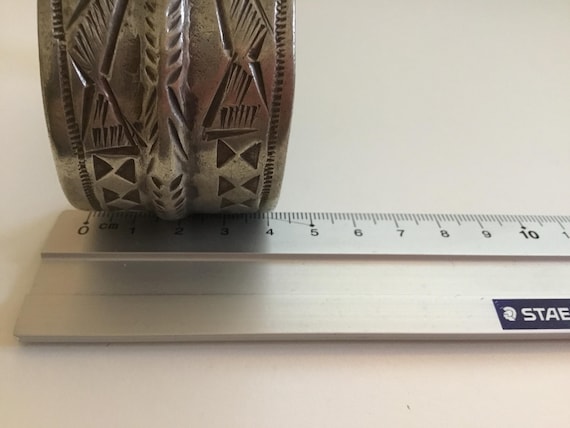 Antique Large Heavy Solid Silver Berber Cuff Brac… - image 7