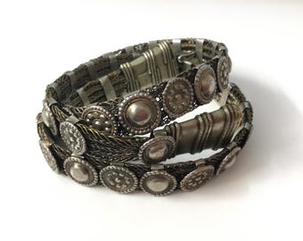 Vintage Middle Eastern Tribal Coin Belt, Possibly Indian, Decorative Round Discs On Hand Braided Mesh Like Base, Unknown Silver Content