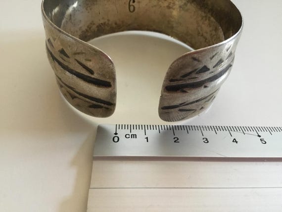 Antique Heavy Solid Silver Berber Cuff Bracelet, … - image 6