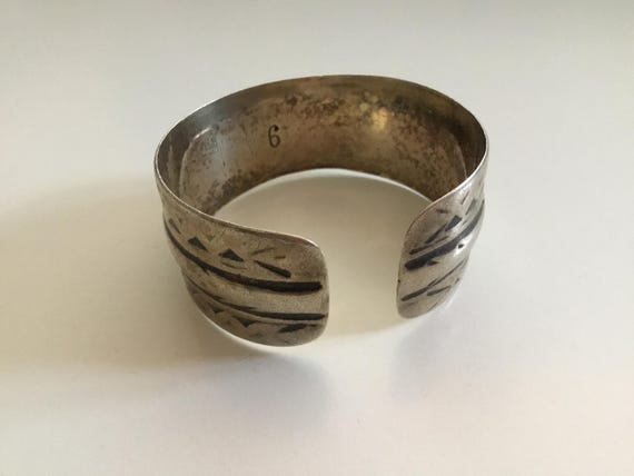 Antique Heavy Solid Silver Berber Cuff Bracelet, … - image 2
