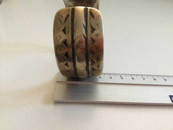 Antique Heavy Solid Silver Berber Cuff Bracelet, … - image 7