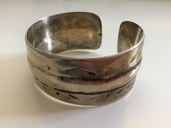 Antique Heavy Solid Silver Berber Cuff Bracelet, … - image 3