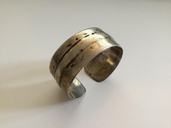 Antique Heavy Solid Silver Berber Cuff Bracelet, … - image 1