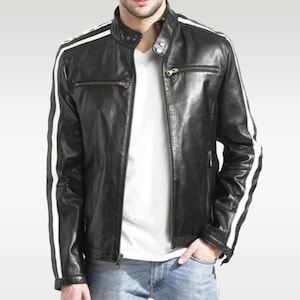 Leon Kennedy RE 3 Biker Genuine Leather Jacket Motorcycle Real Cowhide Leather Jacket