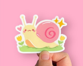 Cute Snail Vinyl Sticker, Pastel Pink